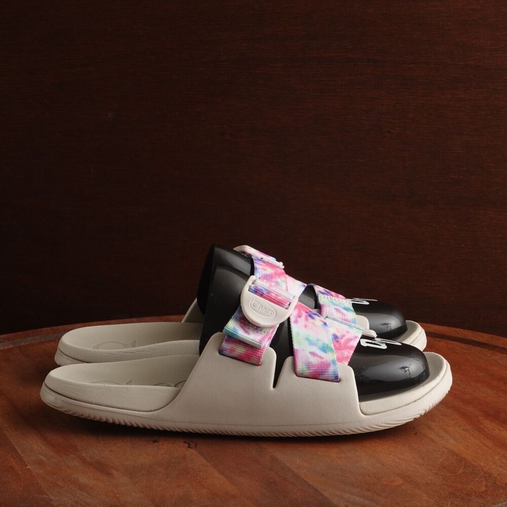Chaco Sandals Womens SZ 7 Cream Pink Chillos Slide Tie Dyed Adjustable Flat Shoe